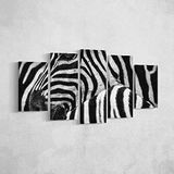 Homemania Zebra-5 dieren, voor woonkamer, meerkleurig, 100 x 3 x 60 cm, HM205PKNV-239, polyester, hout