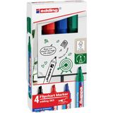 edding 383 flipchart marker - set van 4 - zwart, rood, blauw, groen
