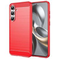 Samsung Galaxy S25 FE 5G Coque Housse Étui Silicone Gel Carbone + Verre Trempé - Rouge