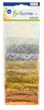 Glorex 6 2820 451 - Organische glitter mix fijn en grof, 20 g in totaal, 2 x 5 kleuren, elk in grove en fijne glitter, gemaakt van cellulose, voor het versieren van wenskaarten en knutselwerkjes