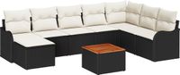 vidaXL - Tuinbank - Set - 9 - st - Zwart - en - Crème - poly - rattan