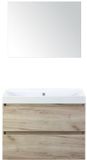 BES LED Maxx XL Badmeubelset 80 cm - Craft Oak - Wastafel Just Zonder Kraangat met Spiegel