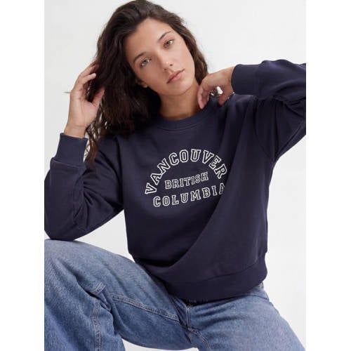 JJXX rechtvallende sweater met tekst - donkerblauw