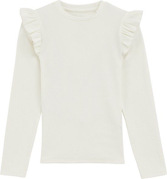 WE Fashion Meisjes geribd T-shirt Off-white