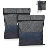 OTraki Set van 2 wasnetten voor wasmachine, 50 x 60 cm, waszakken met ritssluiting, wasnet voor reizen, blouse, sokken, ondergoed, babykleding (zwart)