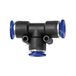 Riegler T-steekverbinding "blauwe serie", reducerend, voor buitenslang met een diameter van 2 x 10 x 12 mm, werkdruk max. 15 bar, kunststof/MS vern.