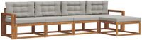 vidaXL Acacia Hout Bank Loungeset 5 Zitplaatsen Natuurlijk en Lichtgrijs