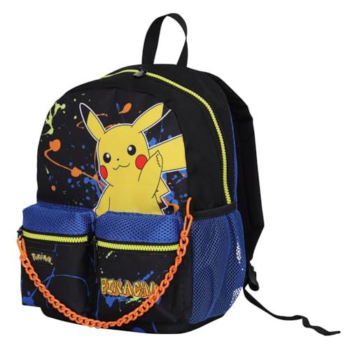 Seven Rugzak voor school, Pokémon, kleuterschool en vrije tijd, blauw en geel, kinderen en jongeren, met dubbel voorvak, zwart, blauw en geel, Eén maat, Casual