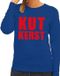 Bellatio Decorations Kutkerst Foute kersttrui / sweater blauw voor dames - Maat XL