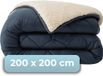 HUSH. Housse de couette lavable - Design bicolore - 200x200cm - 300 Gsm - Taies d'oreiller incluses - Bleu marine/Teddy