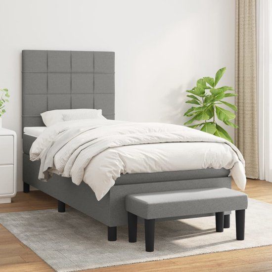 vidaXL Boxspring met matras stof donkergrijs 80x200 cm