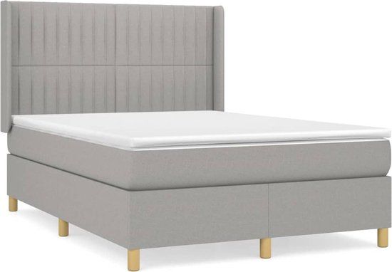 vidaXL Boxspring met matras stof lichtgrijs 140x190 cm