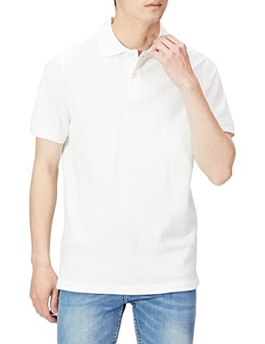 Amazon Essentials Men's Slim-Fit Pique Polo Shirt - White - S