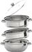 Casserole vapeur inox - Casserole vapeur 3 couches - Ø25 cm, hauteur 32,5 cm - Avec couvercle et poignées - Gris clair
