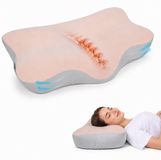 Quincs® Ergonomisch Vlinderkussen - Anti Snurk Kussen - Memory Foam - Beige/Grijs