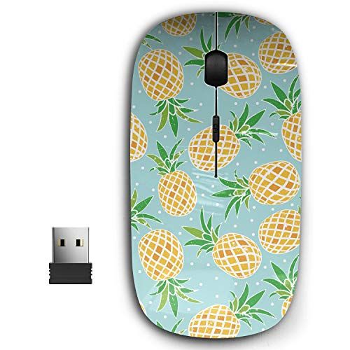 KAWAMOUSE 2.4G Ergonomische draagbare USB draadloze muis voor pc, laptop, computer, notebook met nano-ontvanger (ananas)