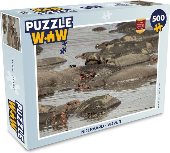 MuchoWow Puzzel Nijlpaard - Vijver - Legpuzzel - Puzzel 500 stukjes