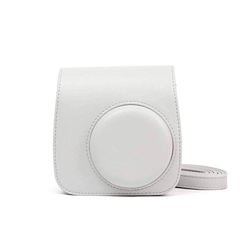 Eyeon Cameratas compatibel van zacht PU-leer met afneembare verstelbare schouderriem voor Fujifilm Instax Mini 9, Mini 8, Mini 8+ instant camera tas (Smoky Wit)