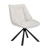 Duhome Eetkamerstoel, ergonomische keukenstoel, 180° draaibaar. Stoel met chenillestof en metalen frame. Lounge stoel met terugschuifmechanisme, crème kleur
