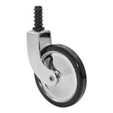 WAGNER Theewagenwiel DESIGN - diameter 75 mm, hoogte 90 mm, zwart/chroom, pen + huls 11 mm, draagvermogen 35 kg