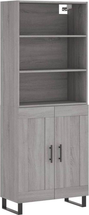 VidaXL Hoge kast 69,5x34x180 cm bewerkt hout grijs sonoma eikenkleurig