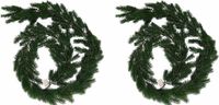 Merkloos / Sans marque Koopman International 2x Kerstguirlande donkergroen 180 cm