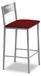 OEM Barkruk met rugleuning, kunstleer, bordeauxrood, 90 cm