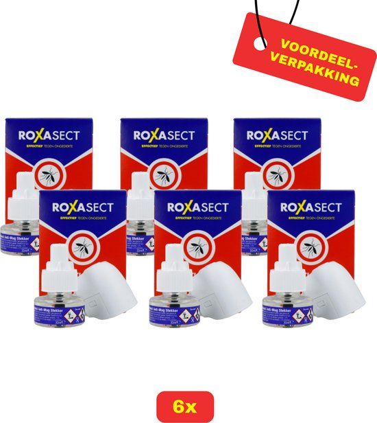 Roxasect Anti-Muggen Stekker Starterpakket - 6x Stekker & 6x Navulling - Voordeelverpakking