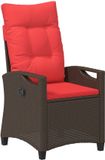 vidaXL Ligstoel voor Tuin 56 x 60 x 112 cm Staal Bruin en Rood