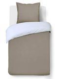 VISION home VISION Bicolor - Tweezijdig omkeerbaar Dekbedovertrekset - 100% katoen - Eenpersoons - Beige / Wit