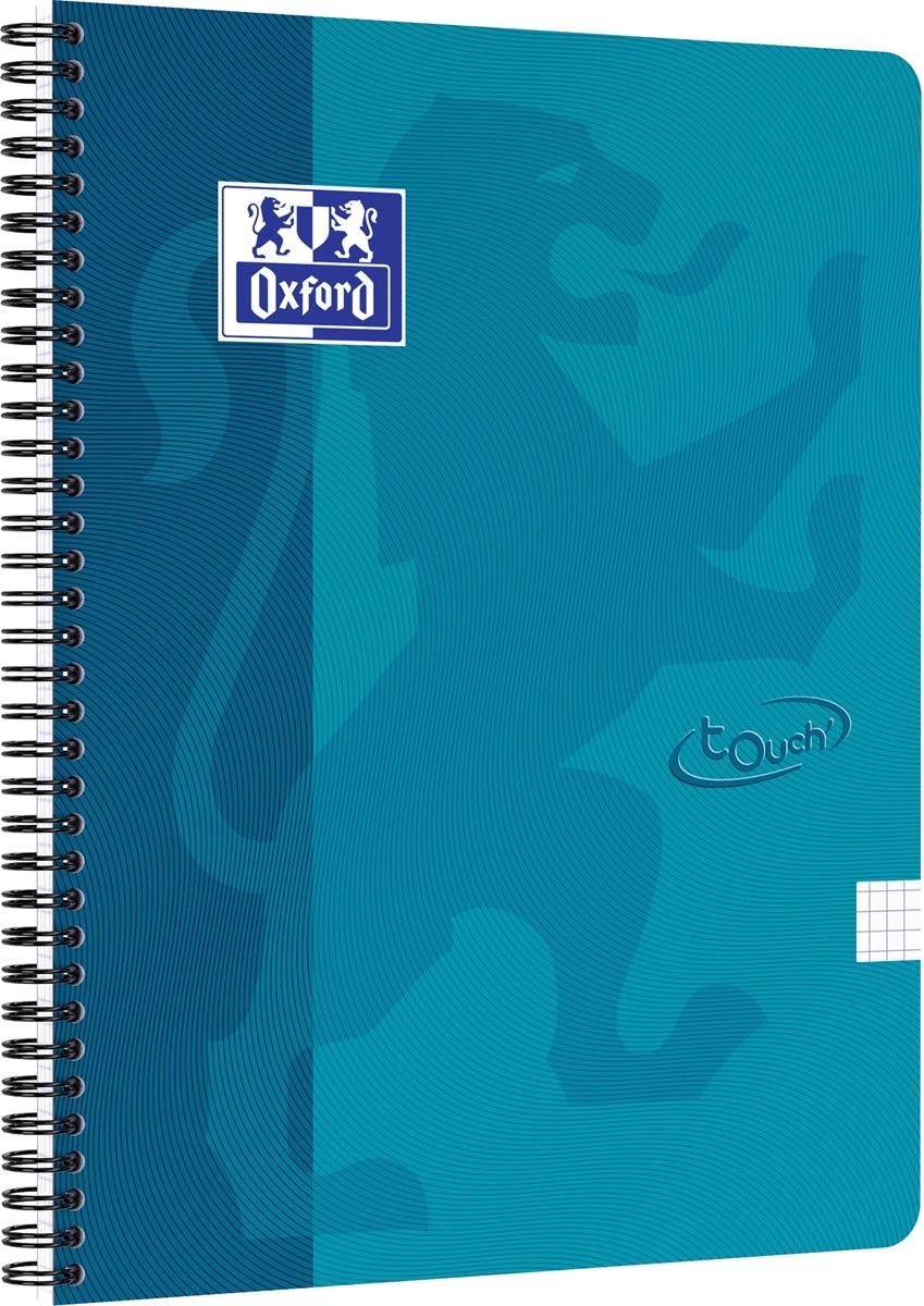 Oxford Touch spiraalblok ft A4 140 bladzijden aqua geruit 5 mm