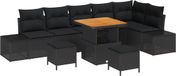 vidaXL Tuinbank Set 9-delig Zwart Polyrattan