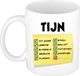 Bellatio Decorations Naam mok Tijn - wit - top gozer - keramiek - 300 ml - cadeau collega beker