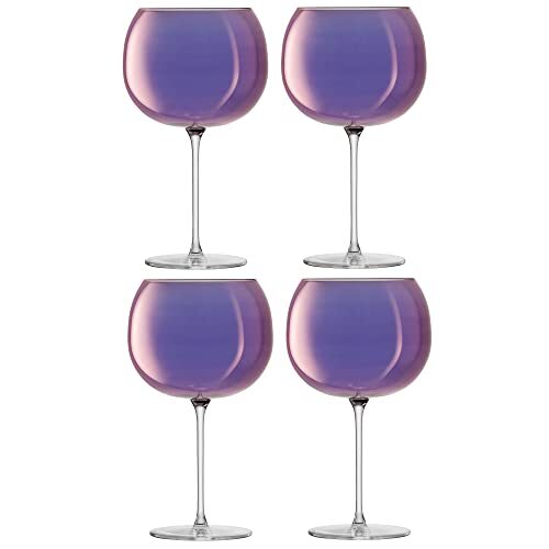 LSA International Aurora Ballon Glas 680ml Polar Violet | Set van 4 | Kristalijn Glas & Vaatwasser Veilig | AR04