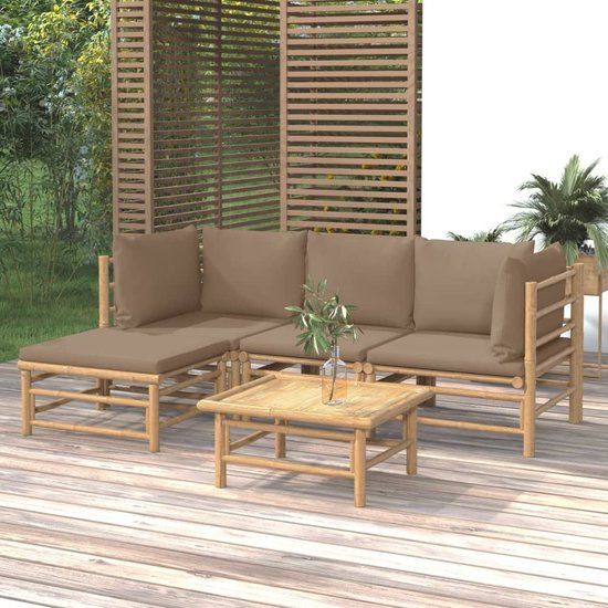 The Living Store Bamboe Tuinset - 4-persoons - Bruin