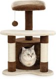 lionto kattenkrabpaal, knus huisje, sisal & speelbal, 65 cm bruin/beige