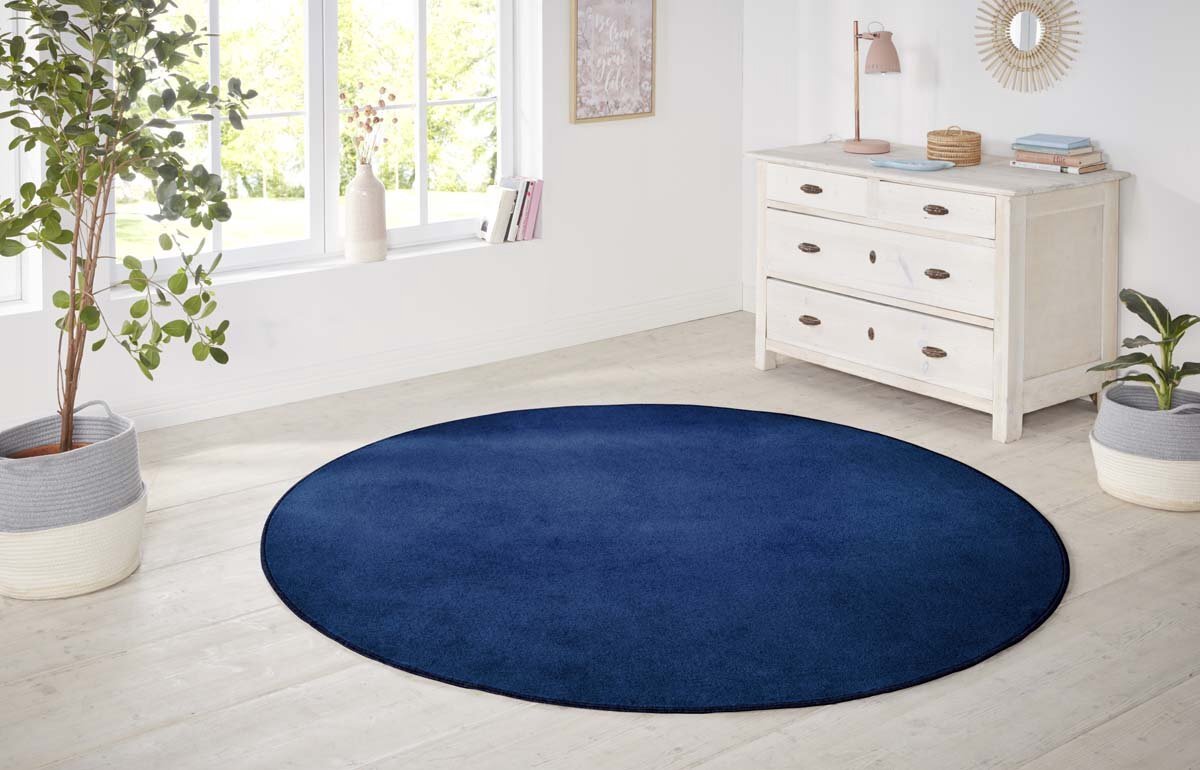 Hanse Home Rond effen vloerkleed Nasty - donkerblauw 133 cm rond