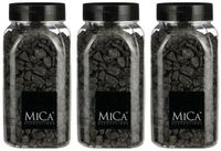 Mica Decorations decoratie steentjes - 3x - antraciet - 1 kilo - 650ml - hobby steentjes