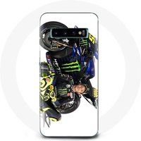 Maniacase Hoesje voor Samsung Galaxy s10 plus Valentino Rossi Snelheidsrijder witte achtergrond