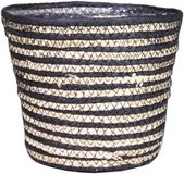 Bela Arte Plantenpot - rotan - naturel en zwart - 20 x 18 cm - zwart