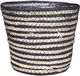 Bela Arte Plantenpot - rotan - naturel en zwart - 20 x 18 cm - zwart