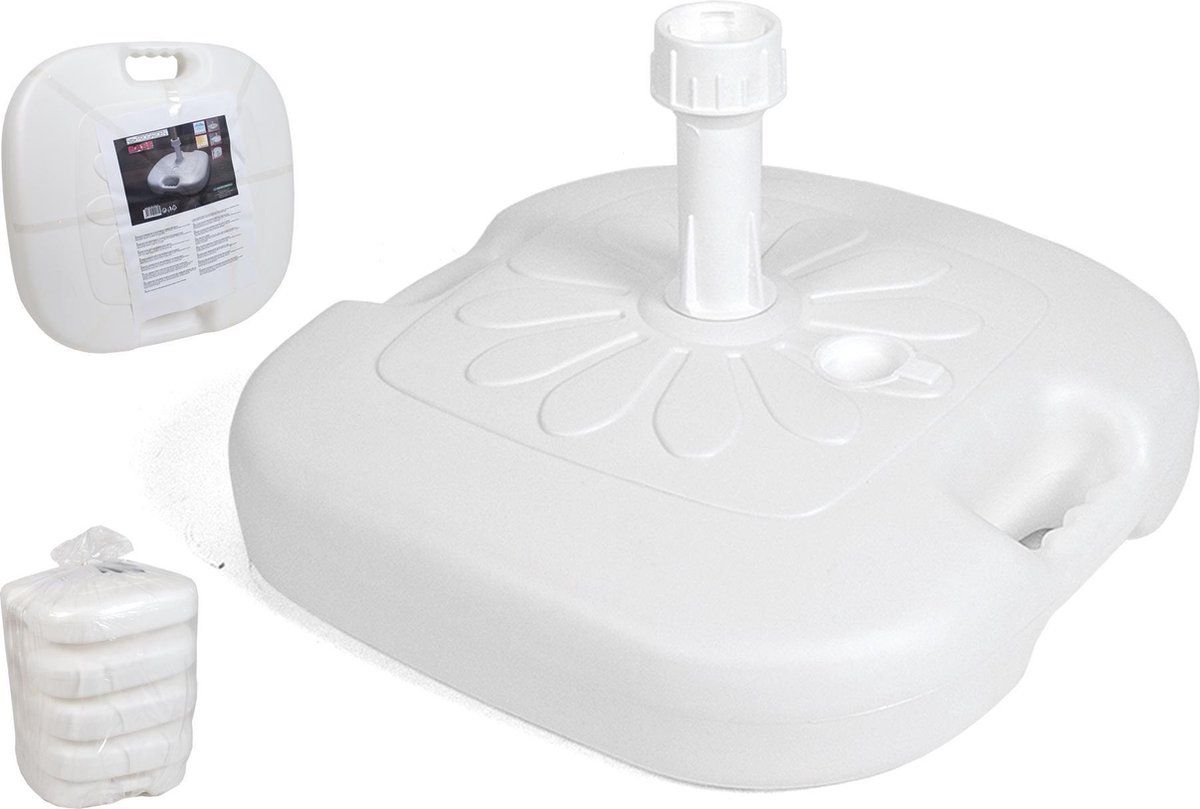 Gerimport Praktische Parasolvoet 45x45x18cm - Vulbaar - 16 liter - Wit