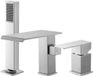 Merkloos Latios Badkraan/badvulkraan - 3-gats badrandkraan met handdouche - Eengreeps - Geborsteld RVS - Hoge doorstroming - Twee waterstanden