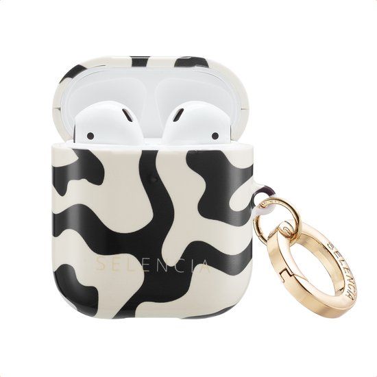 Selencia Case - Hoesje geschikt voor AirPods 1 / 2 - Art Wave Black