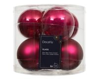Decoris Kerstbal glas d8cm pink 6st
