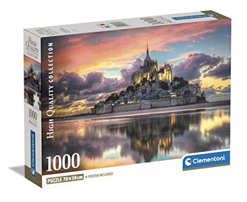 Clementoni Collection-Le Magnifique Mont Saint-Michel-1000 Puzzel voor volwassenen, Made in Italy, meerkleurig, 39769