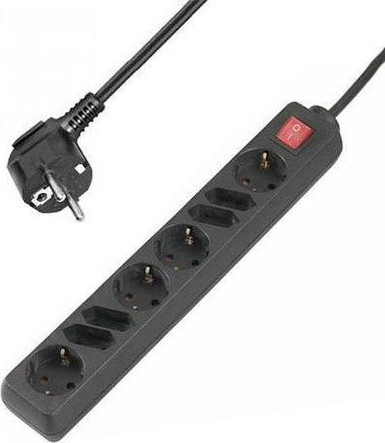 Allteq Stekkerdoos met schakelaar - 8-voudig - 15 meter - Zwart