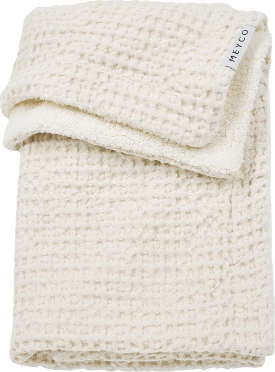 Meyco Baby Wafel Teddy ledikant deken - nature - 100x150cm - 2.0 TOG