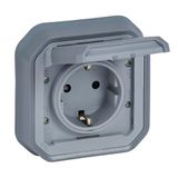 Legrand Stopcontact 16A met aardingscontact aan de zijkant, Plexo, waterdicht IP55, inbouwmontage, grijs, 069833LE