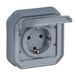 Legrand Stopcontact 16A met aardingscontact aan de zijkant, Plexo, waterdicht IP55, inbouwmontage, grijs, 069833LE